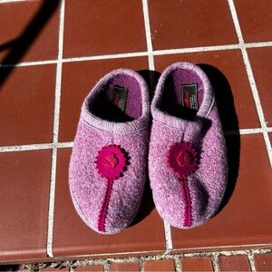 Haflinger Purple Wool Clog Slipper, US Women's 7-7.5